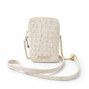 Brahmin Cassia Melbourne Croc-Embossed Leather Crossbody HandBag Coconut Milk